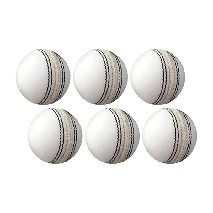 White Leather Cricket 2-Piece Balls - Set of 6